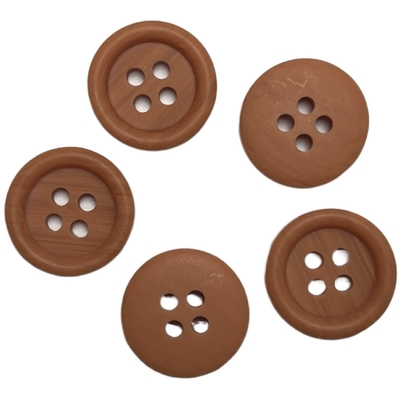 Faux-Holz-Polyester knöpft vier Aprikosen-Farbrunde Form des Loch-26L mit Kante