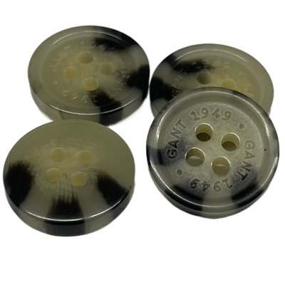 26L gravierte Loch-Brown-Farbe Logo Fake Horn Button With-Kanten-4